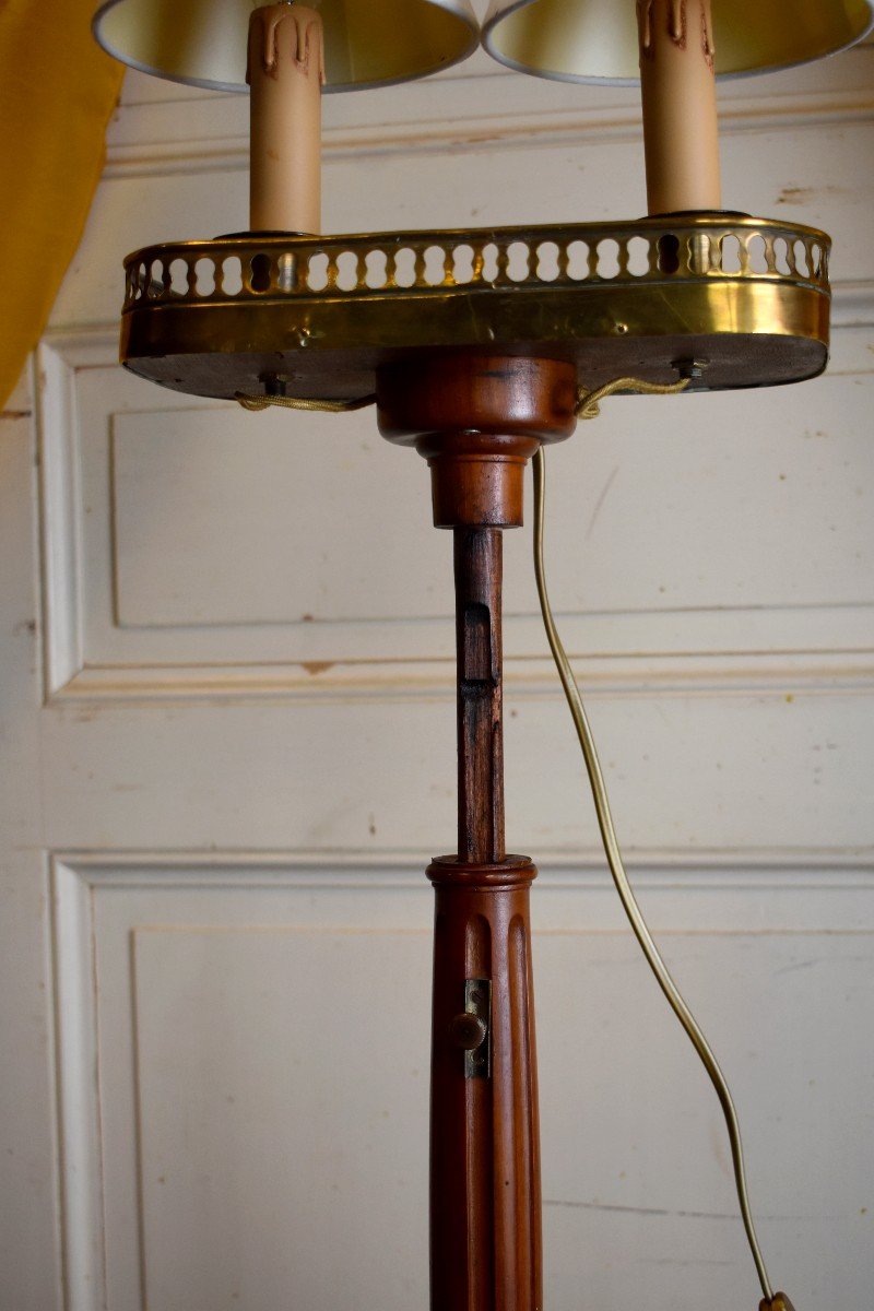 Pedestal Door - Light, Floor Lamp, Louis XVI Style Side Table, Mahogany And Brass-photo-6