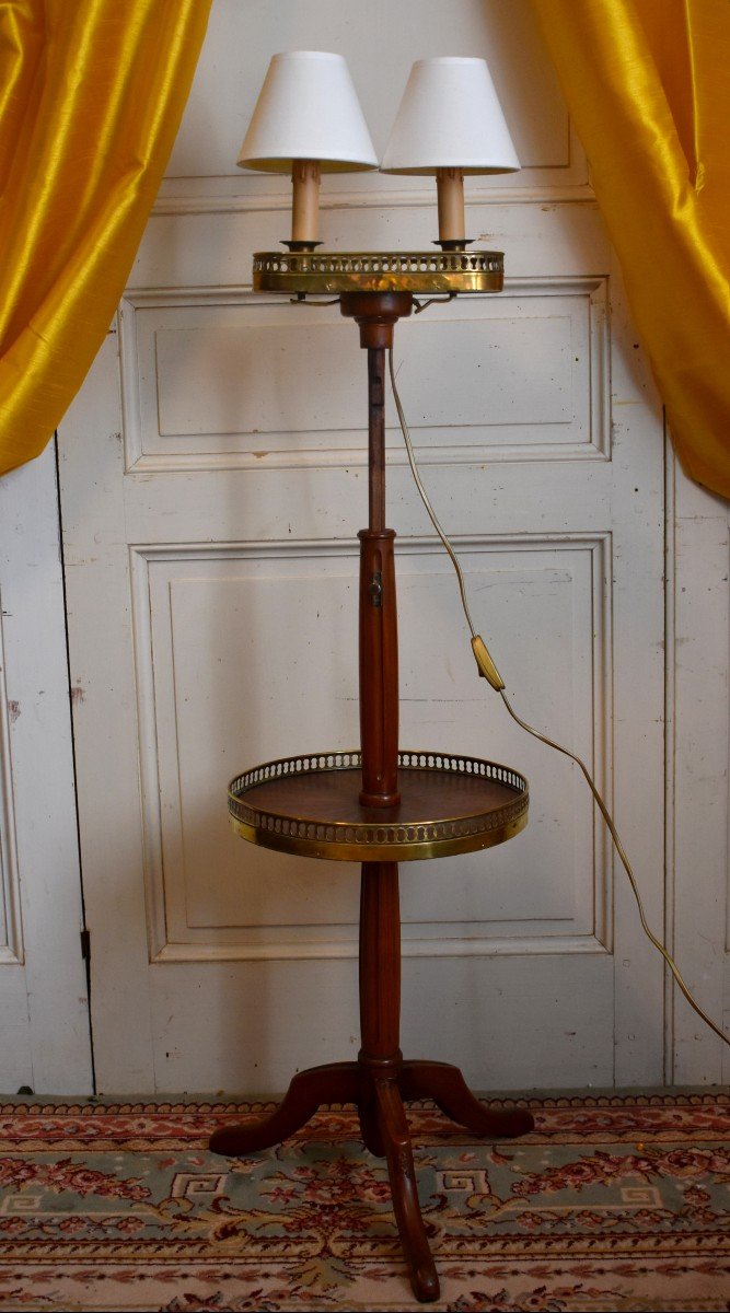 Pedestal Door - Light, Floor Lamp, Louis XVI Style Side Table, Mahogany And Brass-photo-7