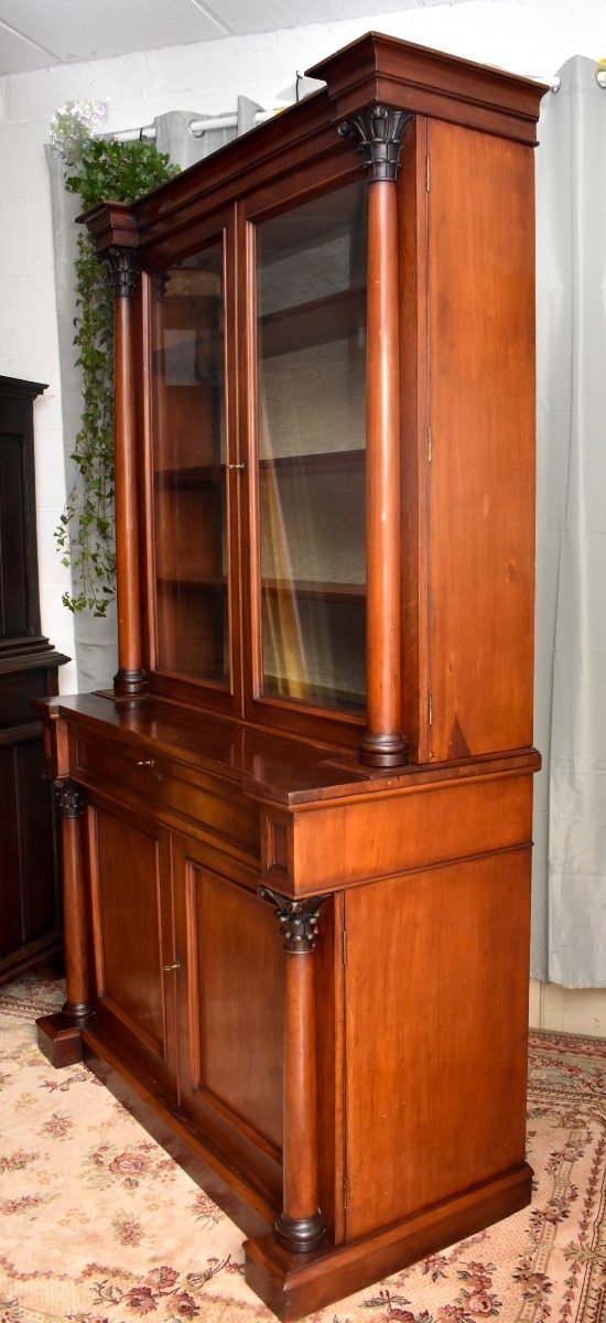 Library With Corinthian Columns, Buffet Two Glass Bodies In Mahogany, Period XIX-photo-1