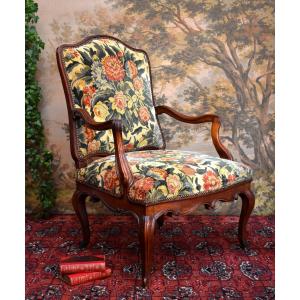 Large Fauteuil à Haut Dossier De Style Régence, Epoque Fin XVIII Eme / Début XIX Eme