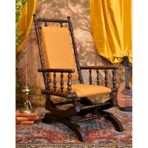 Napoleon III Period Rocking Chair, Spring System, Rocking Chair, 19th Century