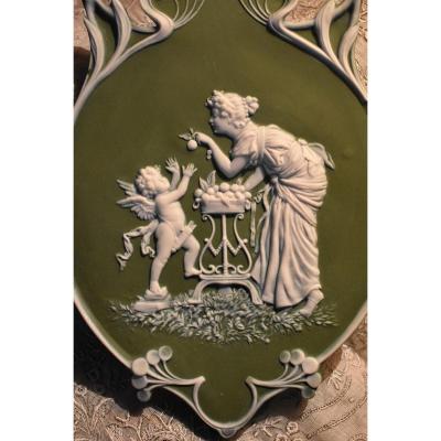 Art Nouveau Decorative Plate In The Taste Of Wedgwood, Antique Decor Scene, Circa 1900