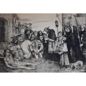 Alphonse Legros (1847-1911) The Plague In Rome