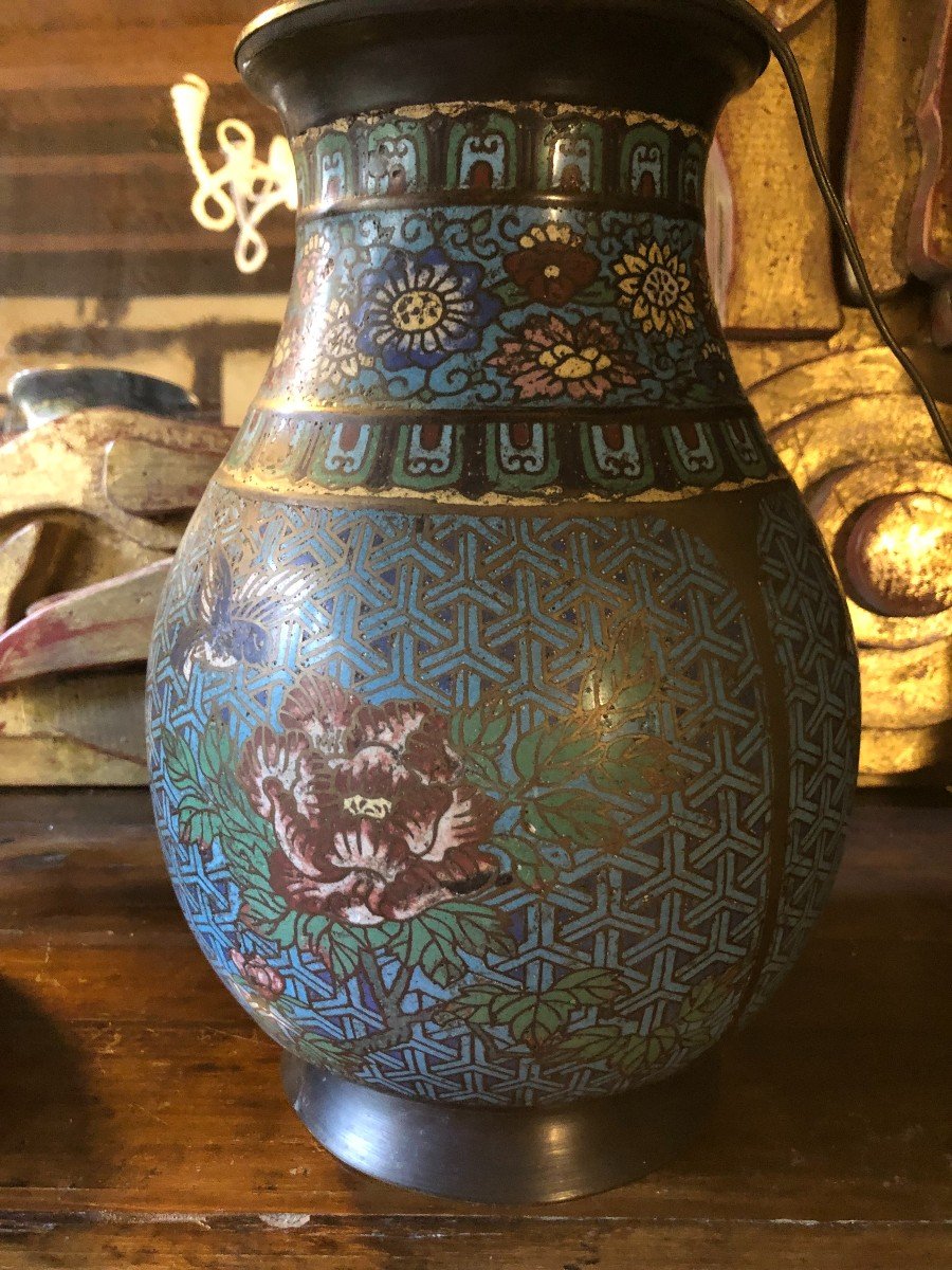 paire de vases Cloisonnés , Du XIX-photo-2