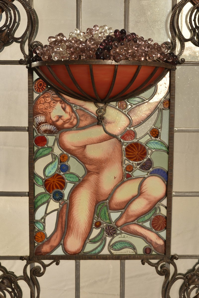 Art Deco Stained Glass Window Designed By Armand Paulis. Glassmaker Timmermanns.-photo-2