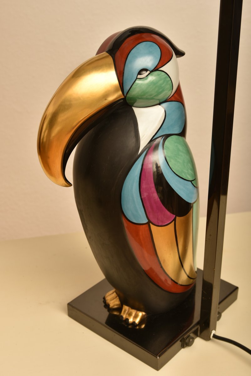 Lampe Toucan En Porcelaine. Italie 1970. Le Porcellane Manifattura Artistica.-photo-4