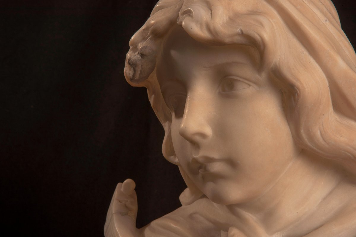 Art Nouveau. Bust Of Young Woman. Gustave Van Vaerenbergh-photo-3
