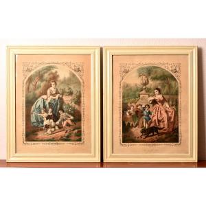 Two Lithographs By Lemercier Signed And Dated 1858