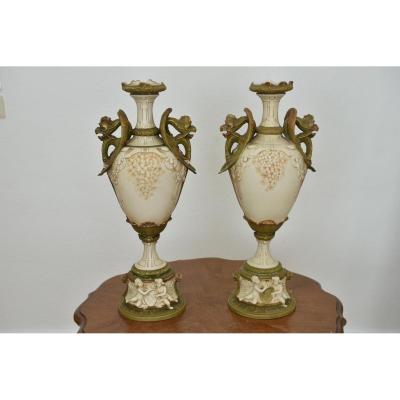 Art Nouveau. Pair Of Vases Royal Dux. Jugendstil