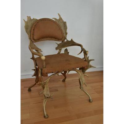 Wooden Deer Chair. Hunting Cabinet Furniture