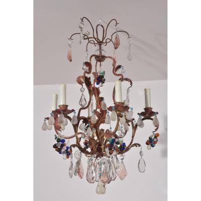 Wrought Iron Chandelier. Art Deco. Rings Style.