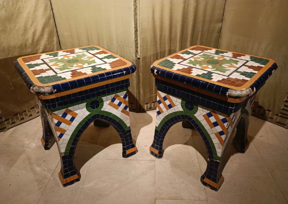 Pair Of Ceramic Stools -photo-2