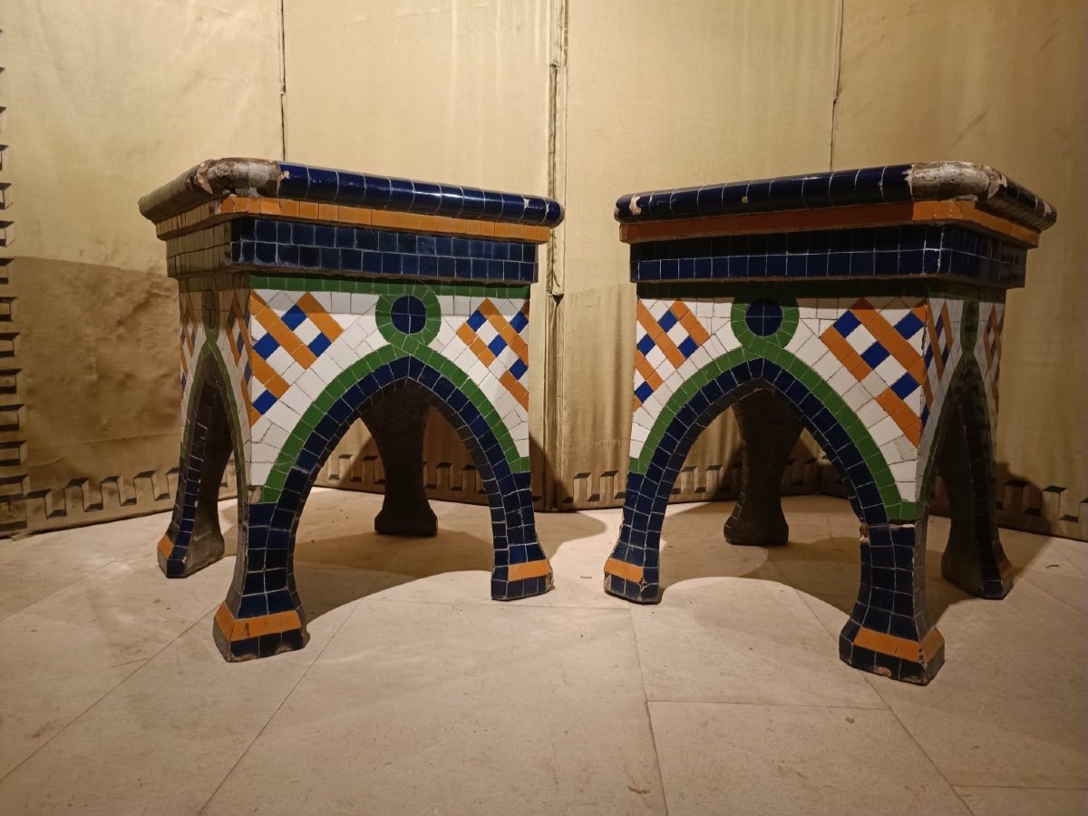 Pair Of Ceramic Stools -photo-4