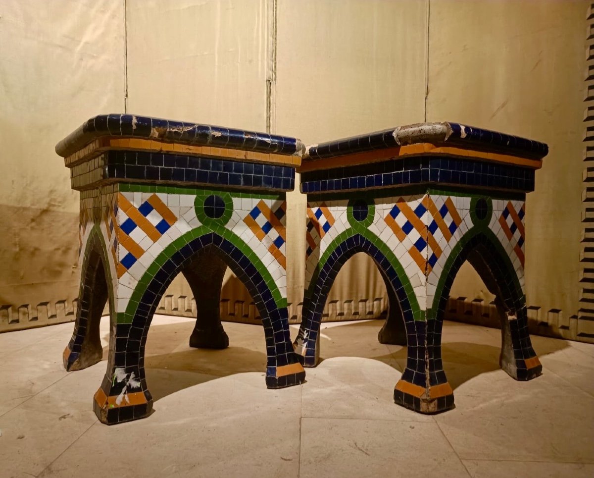 Pair Of Ceramic Stools -photo-1