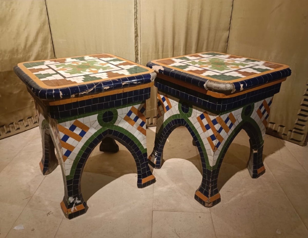 Pair Of Ceramic Stools -photo-2