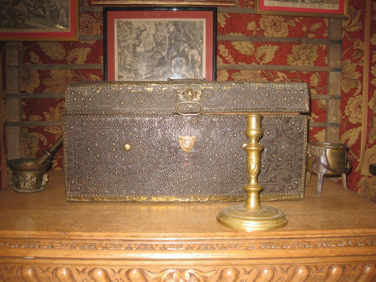 17th Century Studded Leather Box-photo-1