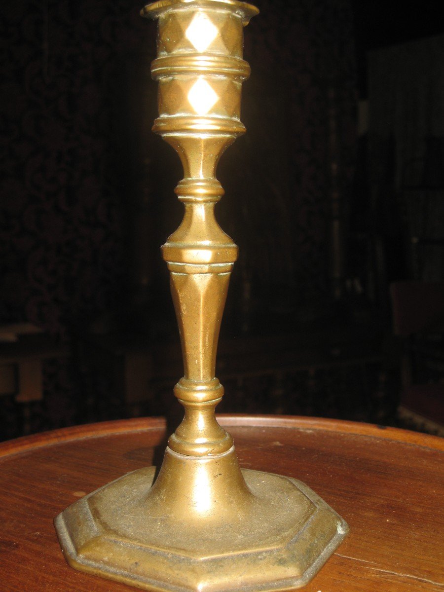 Louis XIII Faceted Candlestick.-photo-3