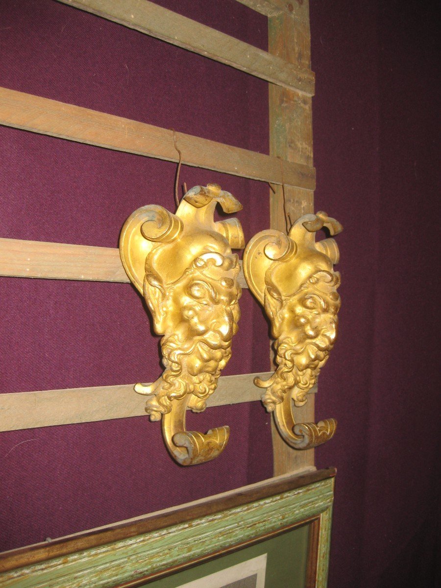 Pair Of Fauns In Gilt Bronze XIX ° Forming Pegs.-photo-4