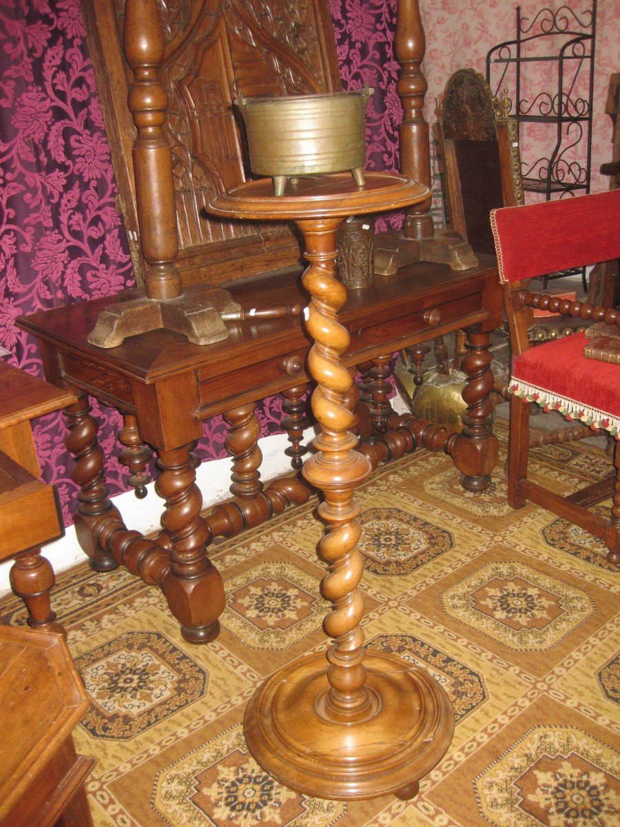 19th Century Bolster With Double Evolution In Blond Walnut.-photo-3