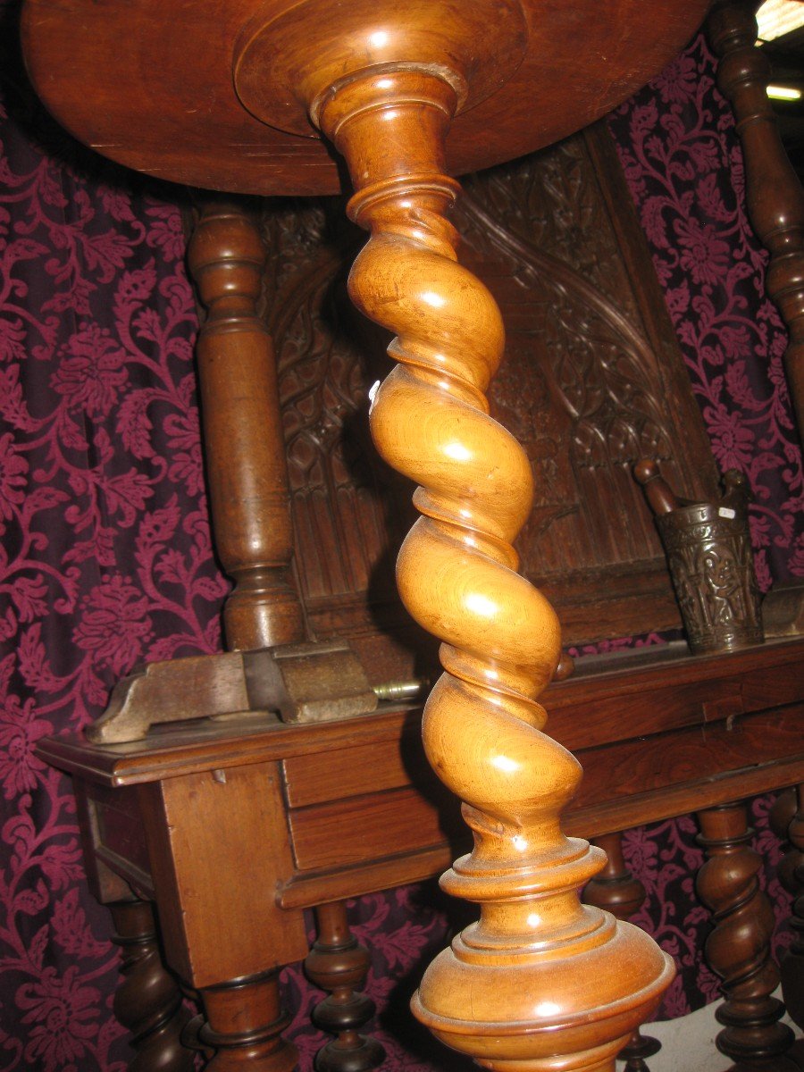 19th Century Bolster With Double Evolution In Blond Walnut.-photo-4