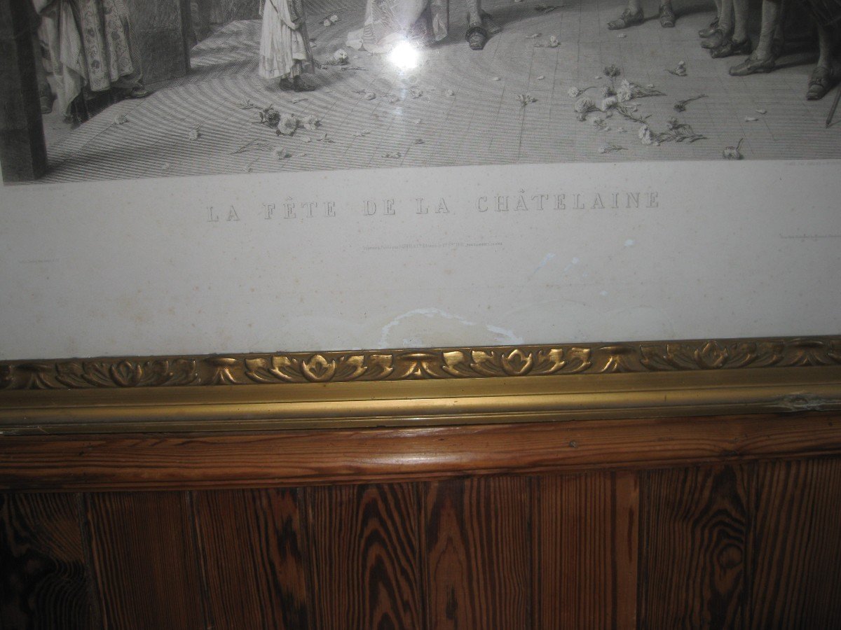 "la Fête De La Chatelaine" Gravure XIX° Des Frères Varin d'Après Adrien Moreau .-photo-2