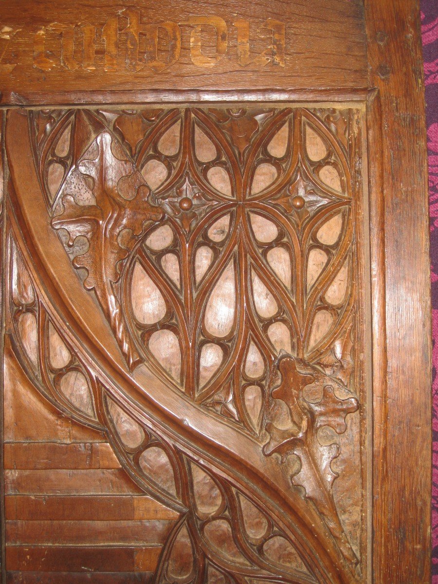 Emblazoned Eucharistic Cabinet Doors, Late 15th Early 16th Century In Walnut.-photo-2