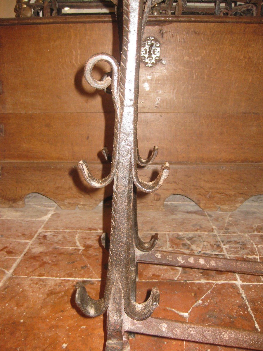 Pair Of 17th Century Wrought Iron Andiers.-photo-2