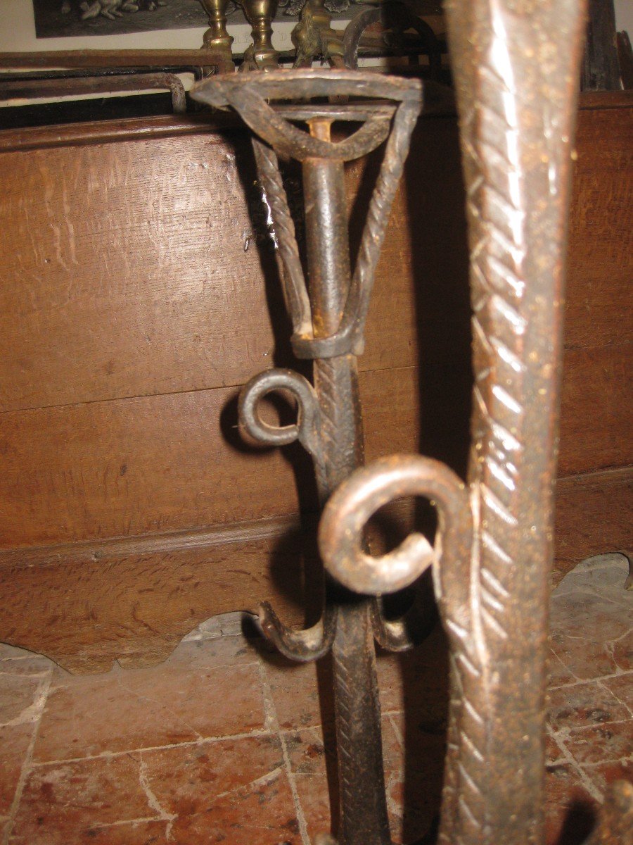 Pair Of 17th Century Wrought Iron Andiers.-photo-3