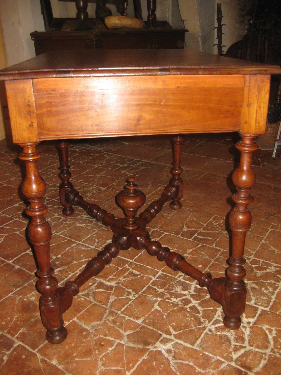 Table Louis XIII En Merisier Entretoise En X  XVIII° .-photo-4