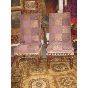 Two Louis XIII Chairs In Walnut XVIII °