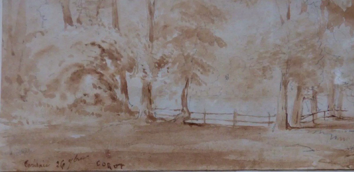Pair Of Ink Washes - Camille Corot (circle Of)-photo-6