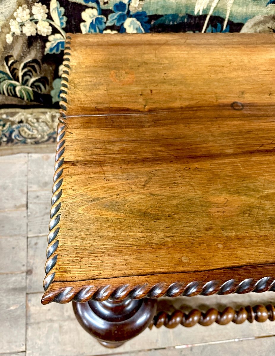 Rosewood Desk Table. Portuguese Work In 19th Century Turned Wood In 17th Century Style-photo-7