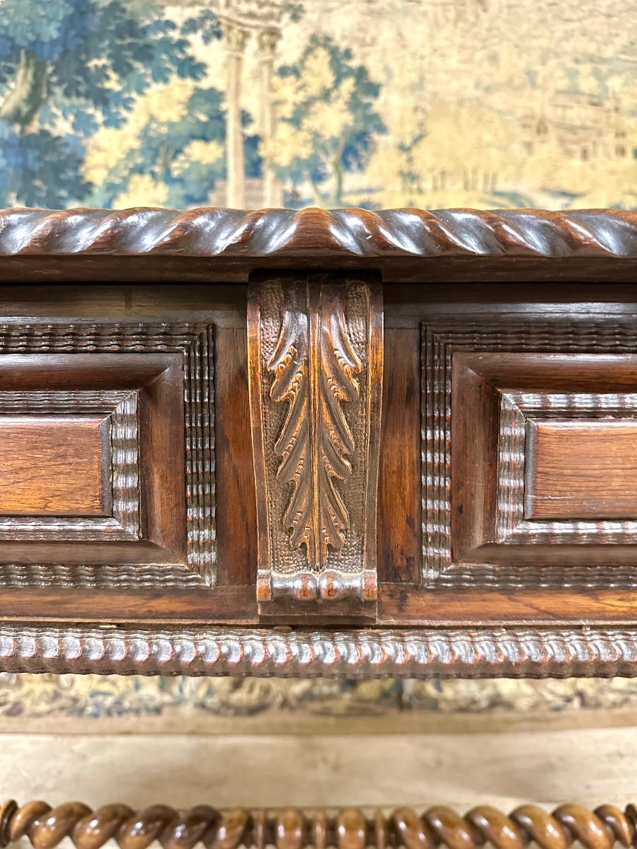 Rosewood Desk Table. Portuguese Work In 19th Century Turned Wood In 17th Century Style-photo-8