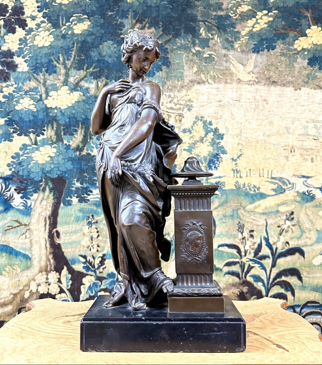 Bronze Of Woman In The Antique In The Taste Of Pradier, Late Nineteenth-photo-2