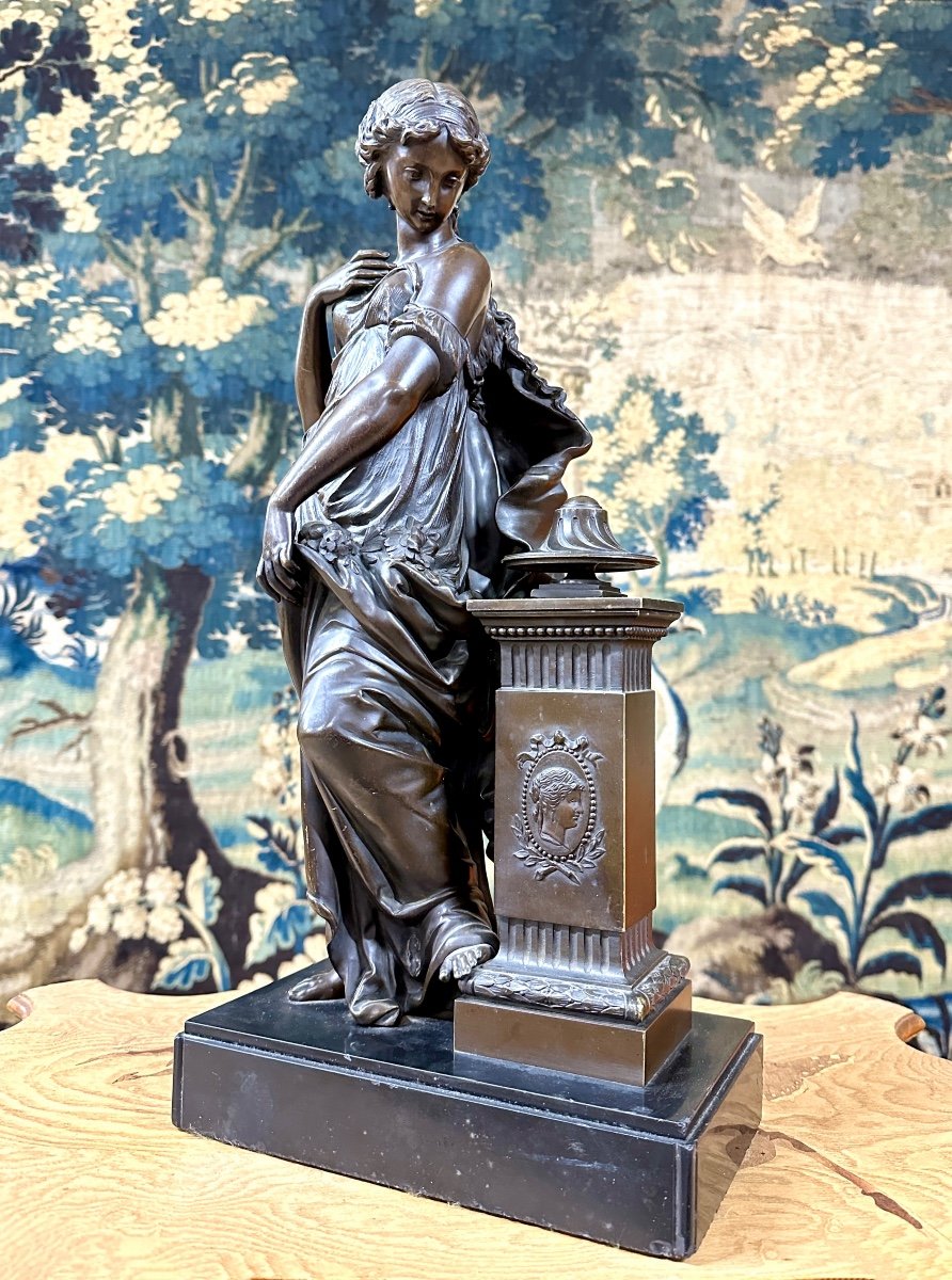 Bronze Of Woman In The Antique In The Taste Of Pradier, Late Nineteenth-photo-3