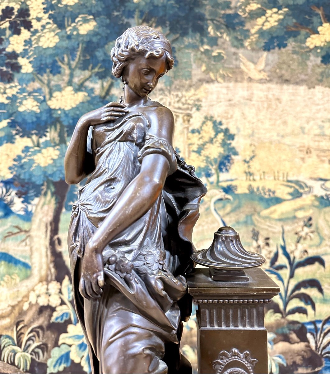 Bronze Of Woman In The Antique In The Taste Of Pradier, Late Nineteenth-photo-4