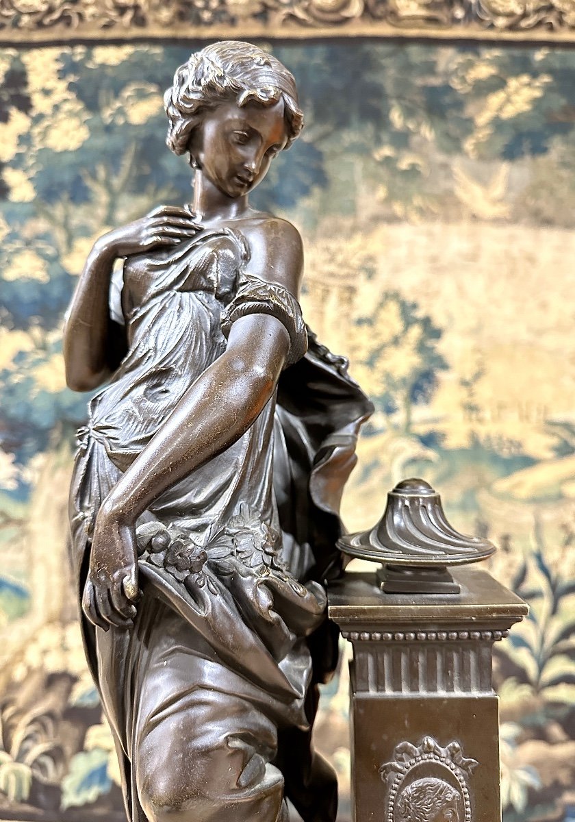 Bronze Of Woman In The Antique In The Taste Of Pradier, Late Nineteenth-photo-2