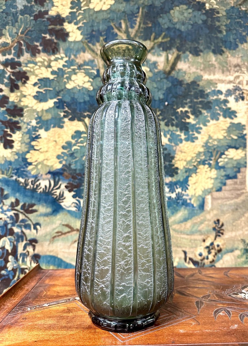 Daum Nancy - Grand Vase Balustre En Verre Moulé Dégagé à L’acide, époque Art Déco-photo-3