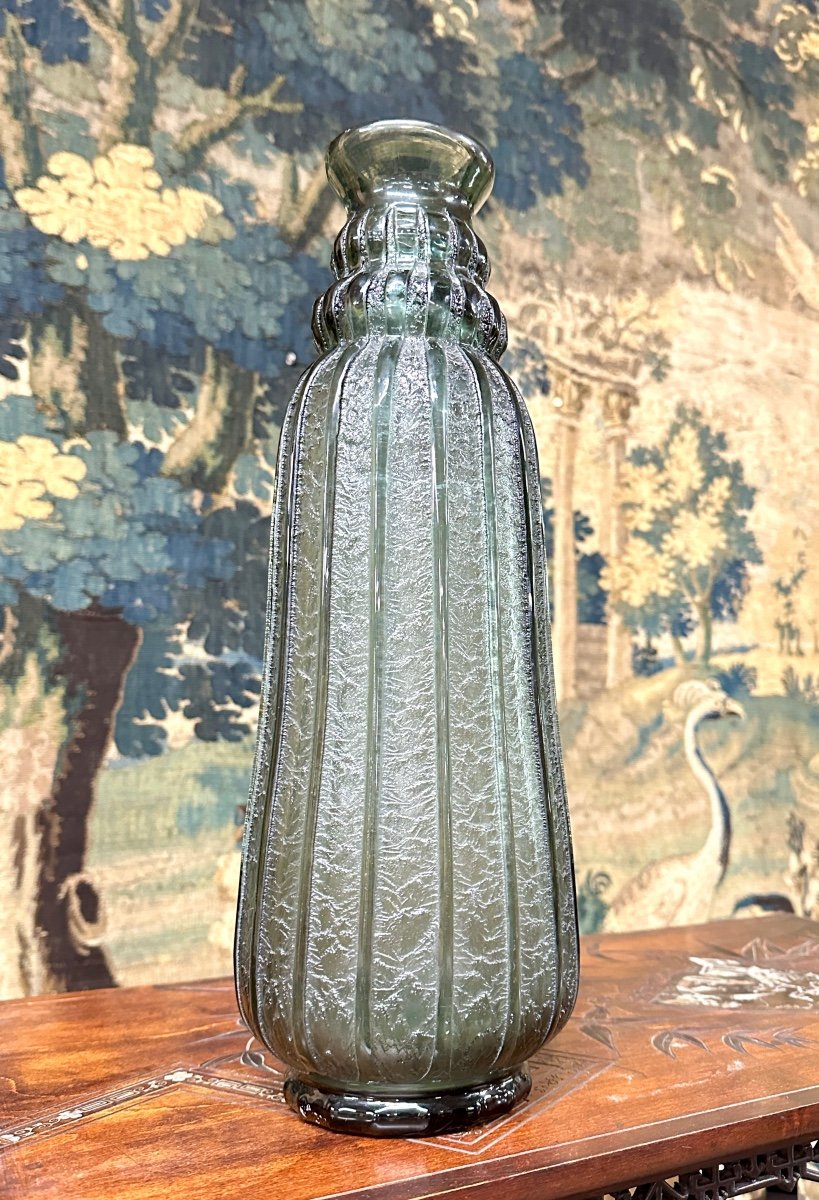 Daum Nancy - Grand Vase Balustre En Verre Moulé Dégagé à L’acide, époque Art Déco-photo-1