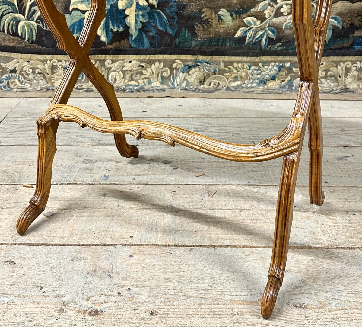 émile Gallé - Table à Tiroir En Marqueterie Et Bois Sculpté De Forme Naturaliste. Art Nouveau-photo-5