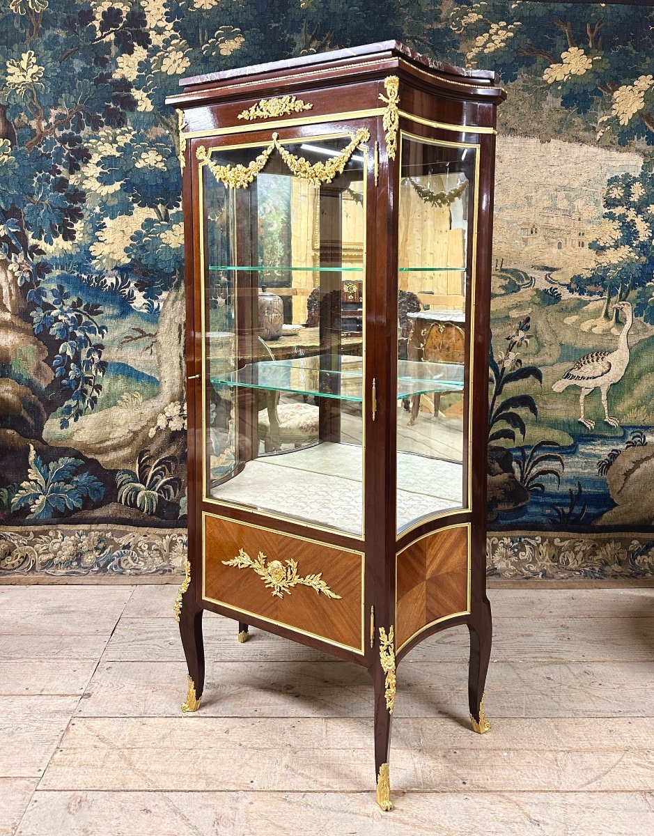 Showcase In Marquetry And Gilt Bronze From Napoleon III Period, Transition Style-photo-2