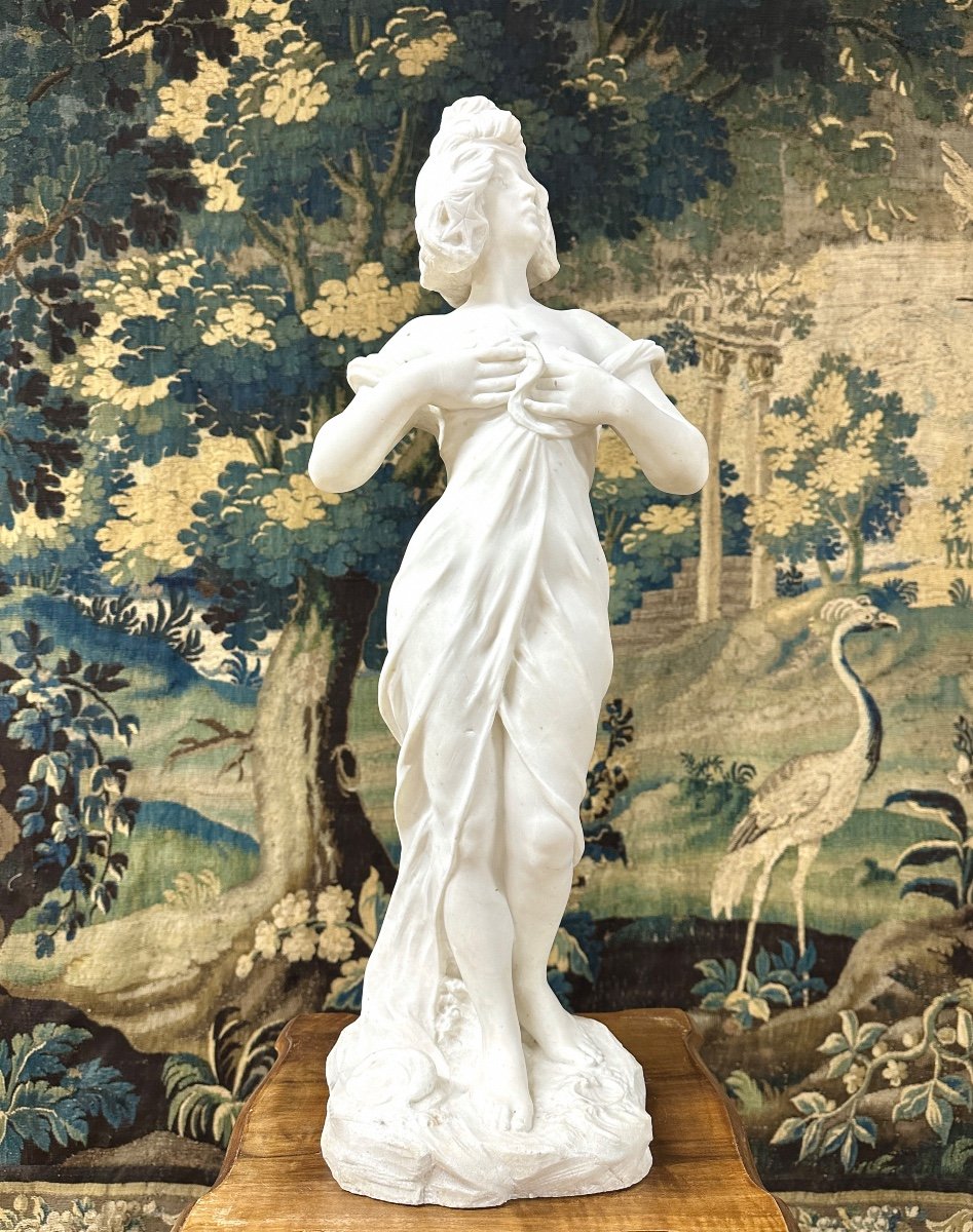 Sculpture Of Woman In White Marble Entitled “the Morning Star”, Art Nouveau Period-photo-2