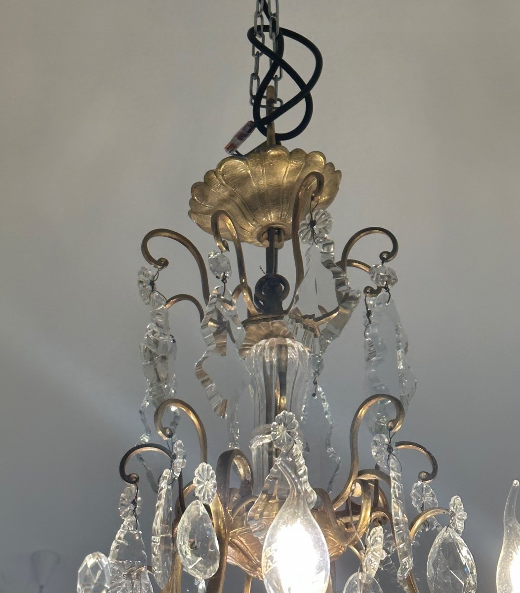 Bronze Chandelier With Crystal Tassels From Napoleon III Period-photo-4