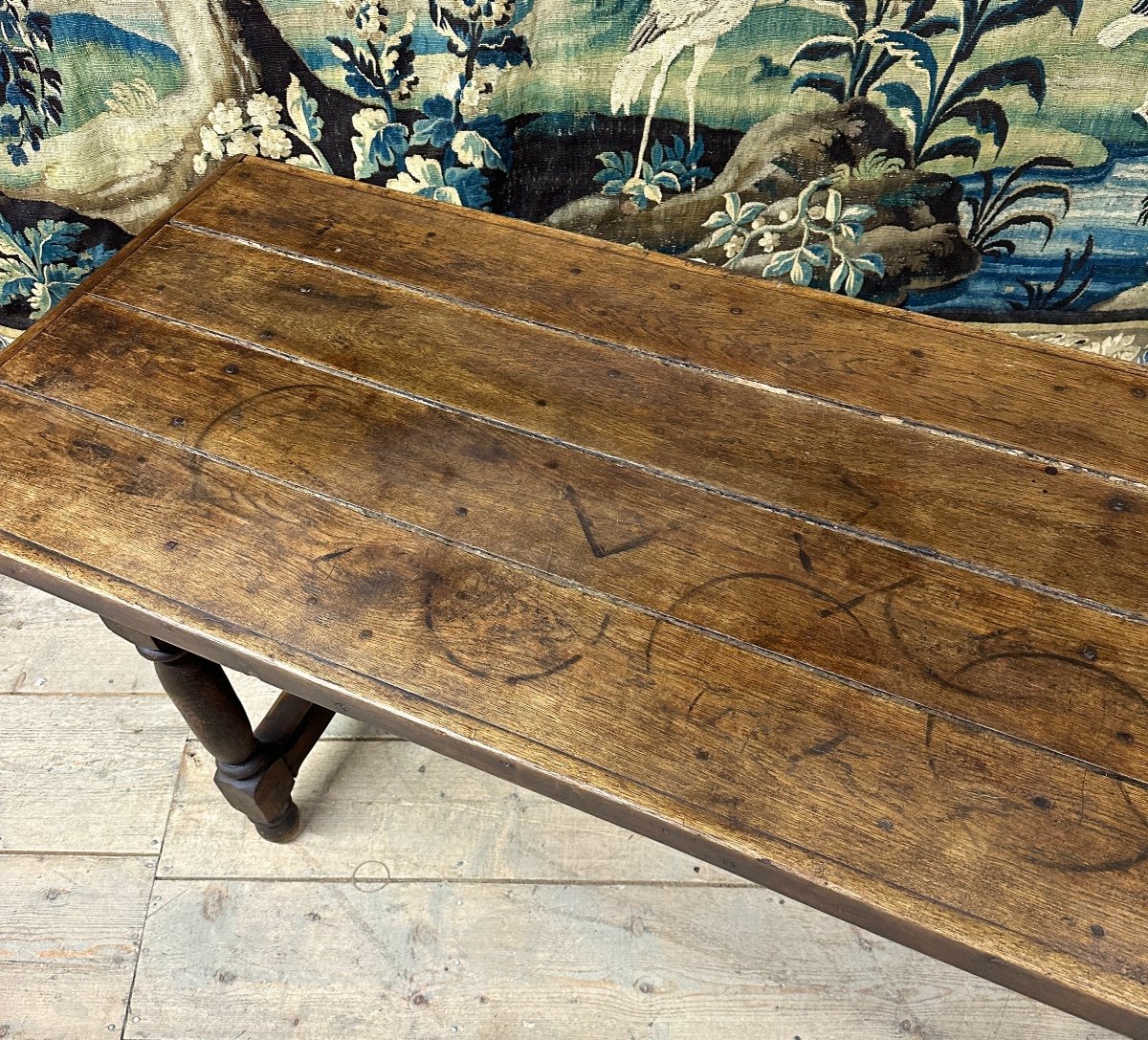 Grande Table De Ferme En Bois A Entretoise, XIXème Siècle -photo-4