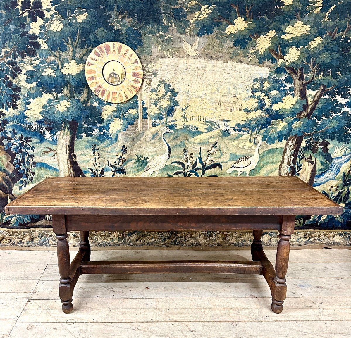 Grande Table De Ferme En Bois A Entretoise, XIXème Siècle 