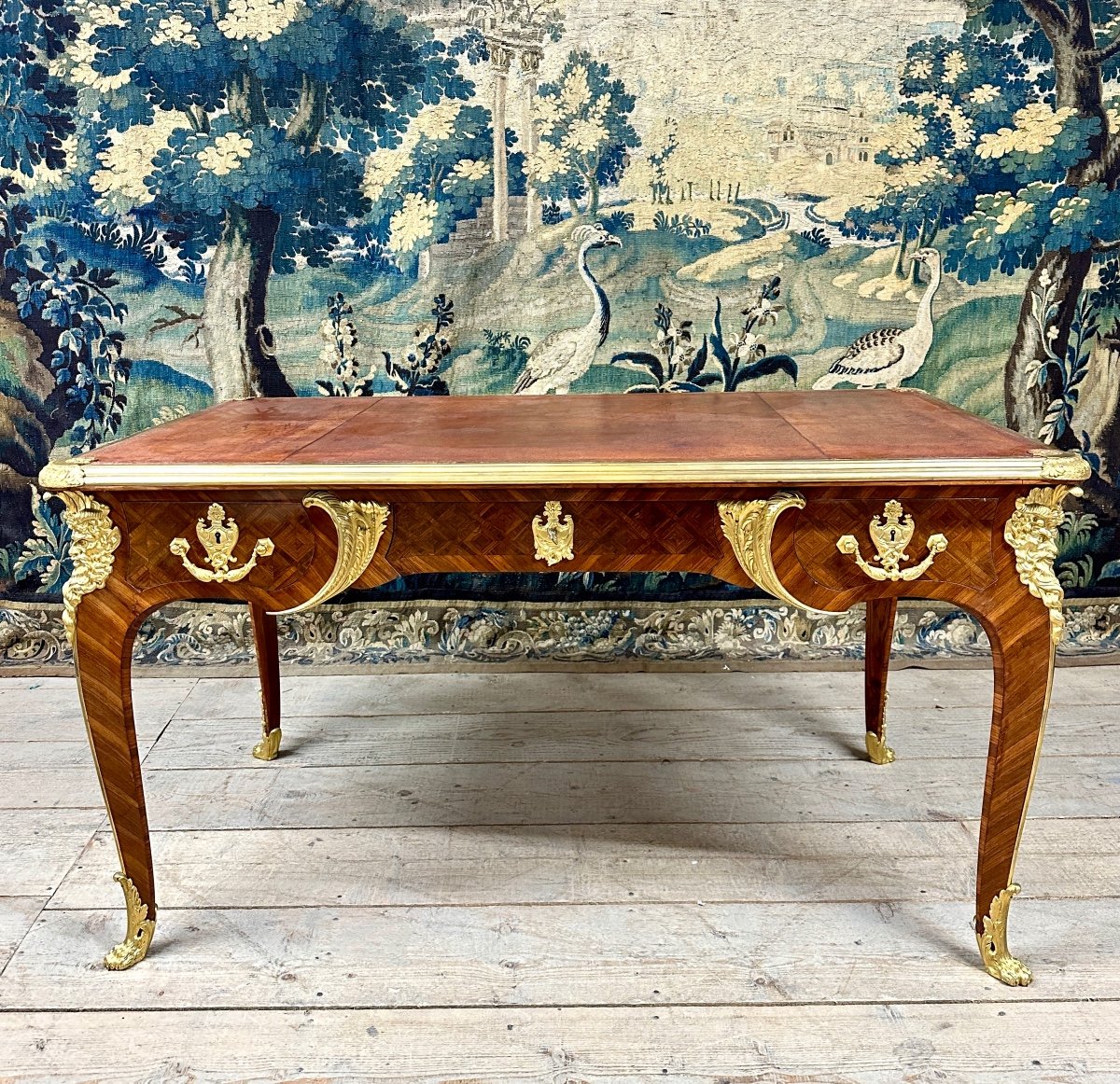 Louis XV Style Desk In Marquetry And Gilt Bronze. Napoleon III-photo-2