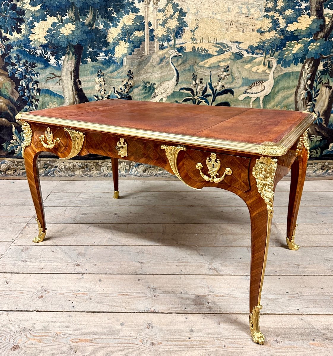 Louis XV Style Desk In Marquetry And Gilt Bronze. Napoleon III-photo-3