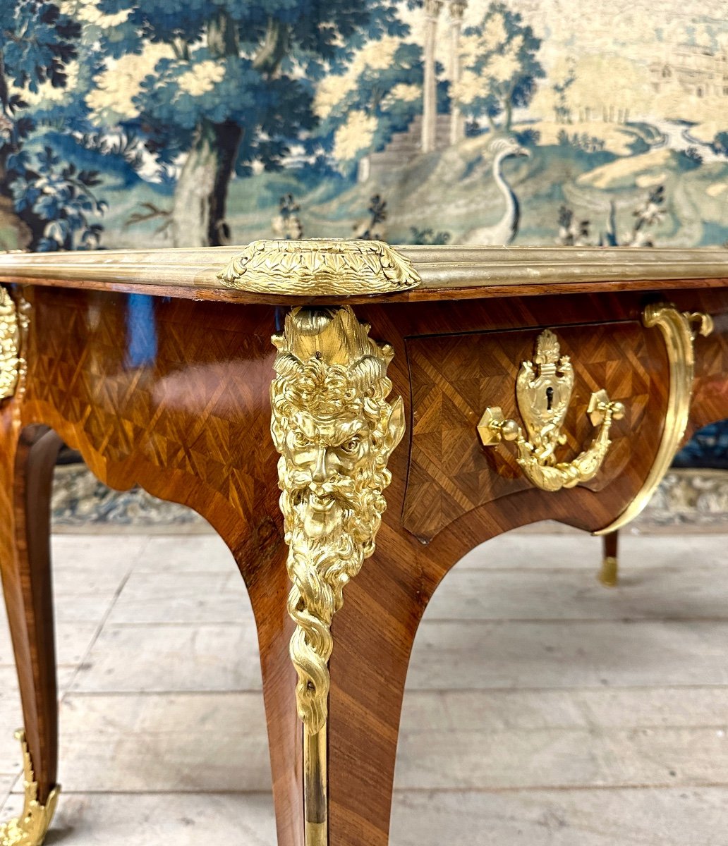 Louis XV Style Desk In Marquetry And Gilt Bronze. Napoleon III-photo-4