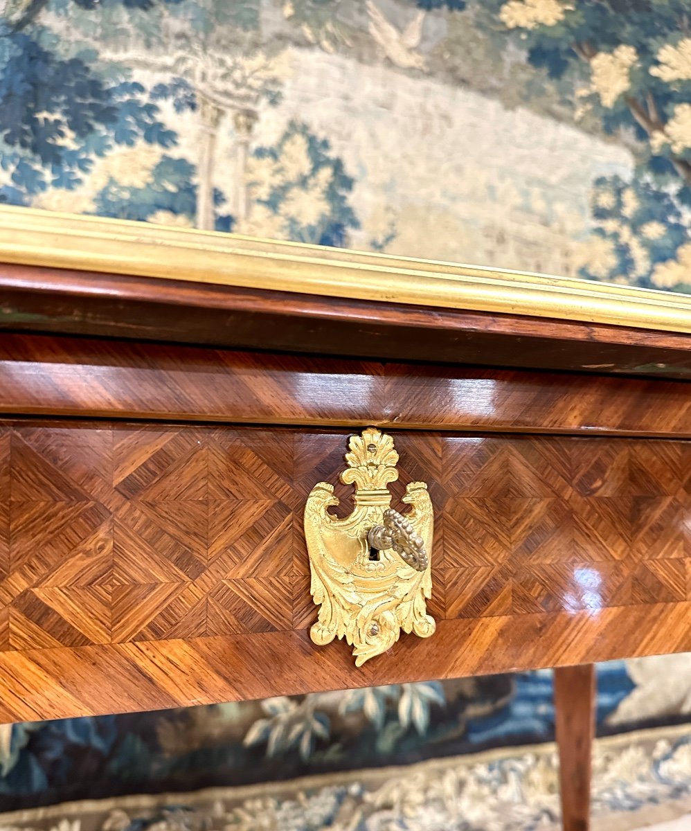 Bureau De Style Louis XV En Marqueterie Et Bronze Doré. Napoléon III-photo-2