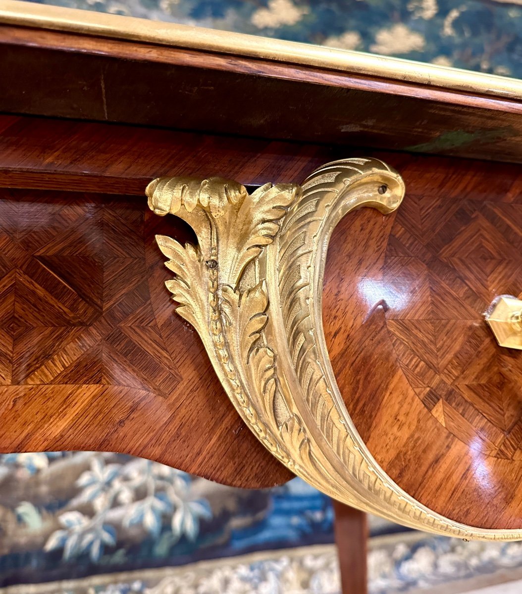 Louis XV Style Desk In Marquetry And Gilt Bronze. Napoleon III-photo-5